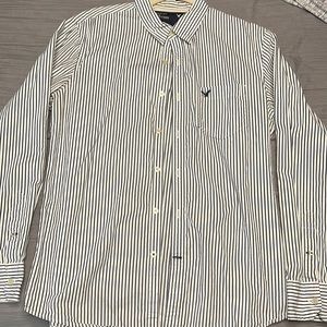American Eagle vertical striped button down shirt